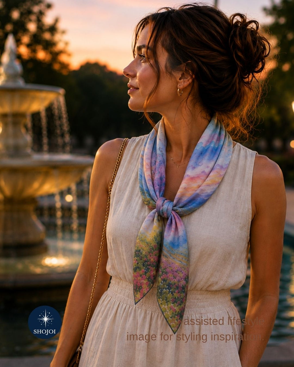 Wildflower Dusk | 100% Silk Chiffon Scarf
