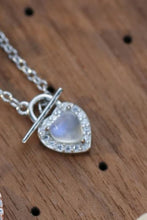 Load image into Gallery viewer, Moonstone Heart Lock Pendant Necklace