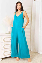 Load image into Gallery viewer, Soft Rayon Spaghetti Strap Tied Wide Leg Jumpsuit