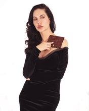 Load image into Gallery viewer, BROADWAY FAUX CROCODILE WOMEN&#39;S LEATHER WALLET - BROWN