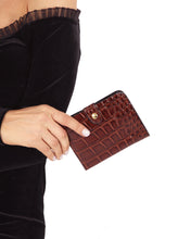 Load image into Gallery viewer, BROADWAY FAUX CROCODILE WOMEN&#39;S LEATHER WALLET - BROWN