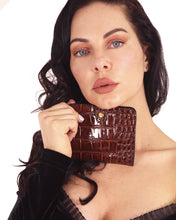 Load image into Gallery viewer, BROADWAY FAUX CROCODILE WOMEN&#39;S LEATHER WALLET - BROWN