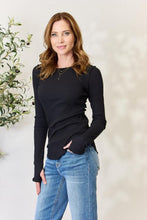 Load image into Gallery viewer, Ribbed Round Neck Long Sleeve Top