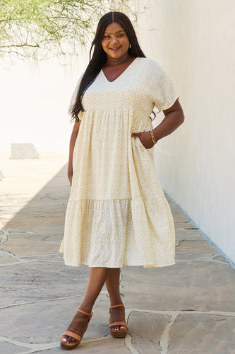 Kimono Sleeve Midi Dress in Cream