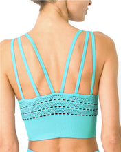 Load image into Gallery viewer, Mesh Seamless Bra with Cutouts - Aqua