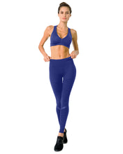 Load image into Gallery viewer, Athletique Low-Waisted Ribbed Leggings With Hidden Pocket and Mesh Panels - Navy