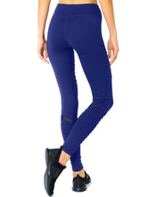 Load image into Gallery viewer, Athletique Low-Waisted Ribbed Leggings With Hidden Pocket and Mesh Panels - Navy