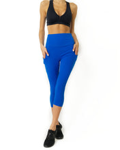 Load image into Gallery viewer, High Waisted Yoga Capri Leggings - Sky Blue