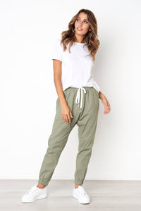 Finnley Jogger Pant with Drawstring Waist - Olive Gray