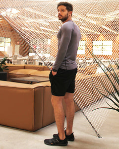 Adam Men's Drawstring Shorts with Border Tights & Pocket - Black