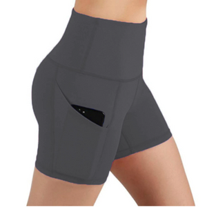 Calcao High Waist Yoga Shorts With Pocket - Grey