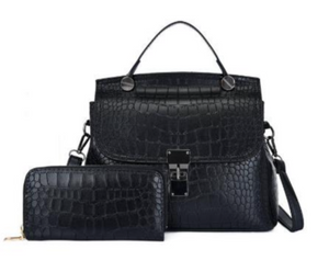 Madison Faux Crocodile Women's Leather Bag 2-Pack