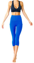Load image into Gallery viewer, High Waisted Yoga Capri Leggings - Sky Blue