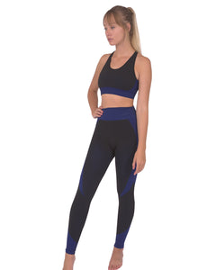 Trois Seamless Sports Bra - Black with Navy