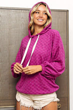 Load image into Gallery viewer, BiBi Brushed Checker Drawstring Long Sleeve Hoodie