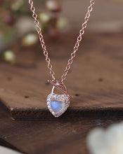 Load image into Gallery viewer, Moonstone Heart Lock Pendant Necklace