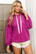 Load image into Gallery viewer, BiBi Brushed Checker Drawstring Long Sleeve Hoodie