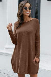 Khaki Oversized Batwing Sleeve Sweater Dress