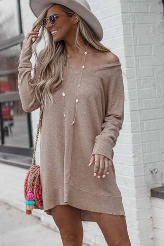 Taupe Long Sleeve Sweater Dress