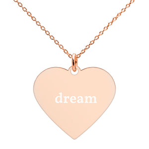 Dream Engraved Silver Heart Necklace