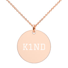 Load image into Gallery viewer, K1ND Engraved Silver Disc Necklace