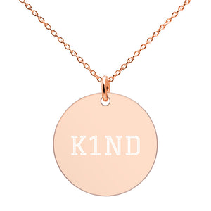 K1ND Engraved Silver Disc Necklace