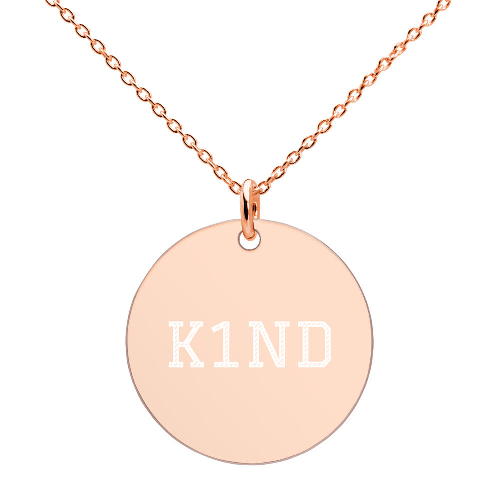 K1ND Engraved Silver Disc Necklace