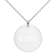 Load image into Gallery viewer, K1ND Engraved Silver Disc Necklace