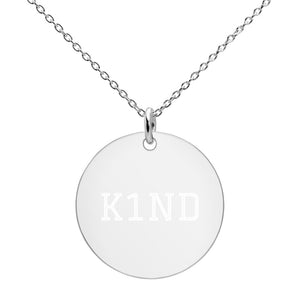 K1ND Engraved Silver Disc Necklace