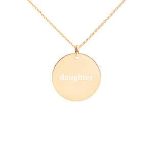 Daughter Engraved Silver Disc Necklace