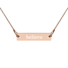Load image into Gallery viewer, Believe Engraved Silver Bar Chain Necklace