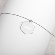 Load image into Gallery viewer, Faith Engraved Silver Hexagon Necklace