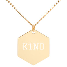 Load image into Gallery viewer, K1ND Engraved Silver Hexagon Necklace