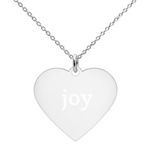 Load image into Gallery viewer, Joy Engraved Silver Heart Necklace