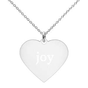 Joy Engraved Silver Heart Necklace