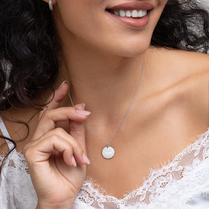 Love Engraved Silver Disc Necklace
