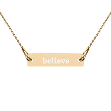 Load image into Gallery viewer, Believe Engraved Silver Bar Chain Necklace