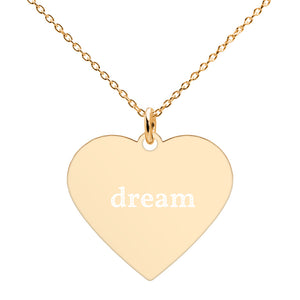 Dream Engraved Silver Heart Necklace