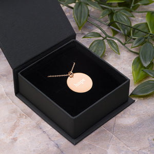 Hope Engraved Silver Disc Necklace