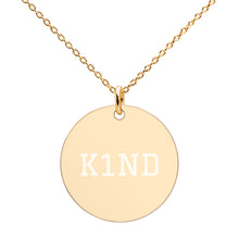 Load image into Gallery viewer, K1ND Engraved Silver Disc Necklace
