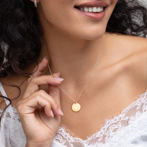Love Engraved Silver Disc Necklace