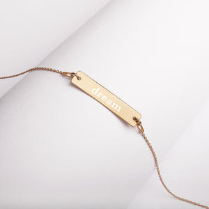 Dream Engraved Silver Bar Chain Necklace