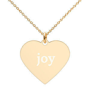 Joy Engraved Silver Heart Necklace
