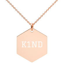 Load image into Gallery viewer, K1ND Engraved Silver Hexagon Necklace