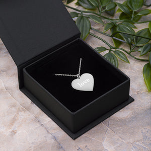 Love Engraved Silver Heart Necklace