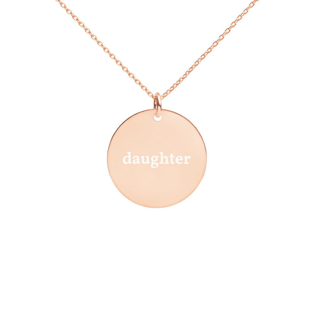Daughter Engraved Silver Disc Necklace