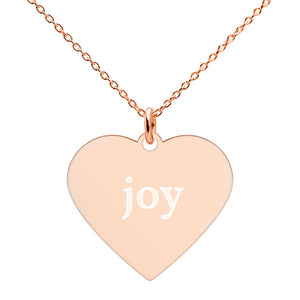 Joy Engraved Silver Heart Necklace