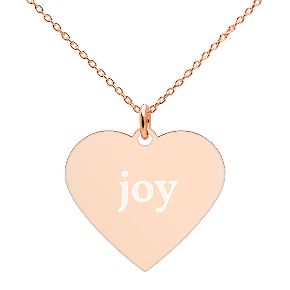 Joy Engraved Silver Heart Necklace